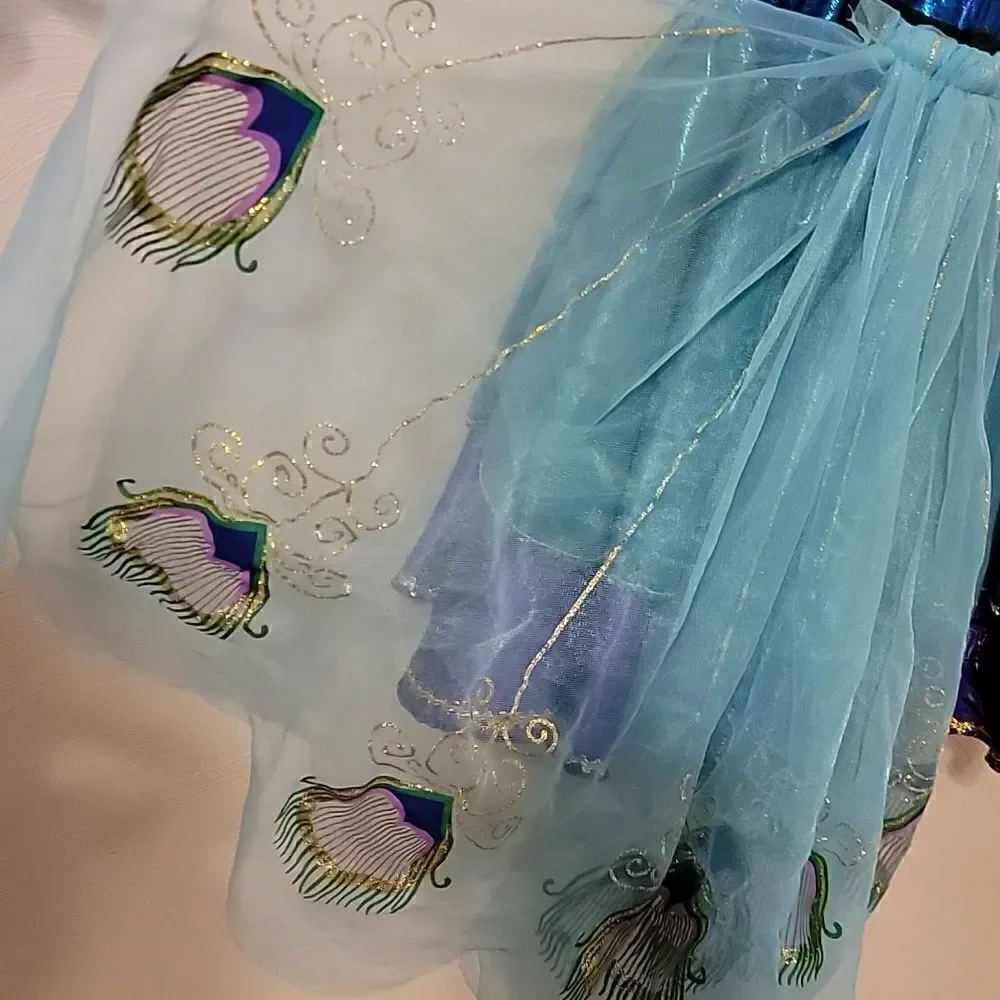 RUBIE'S TURQUOISE AND PURPLE PEACOCK COSTUME, SIZE MEDIUM (8-10)